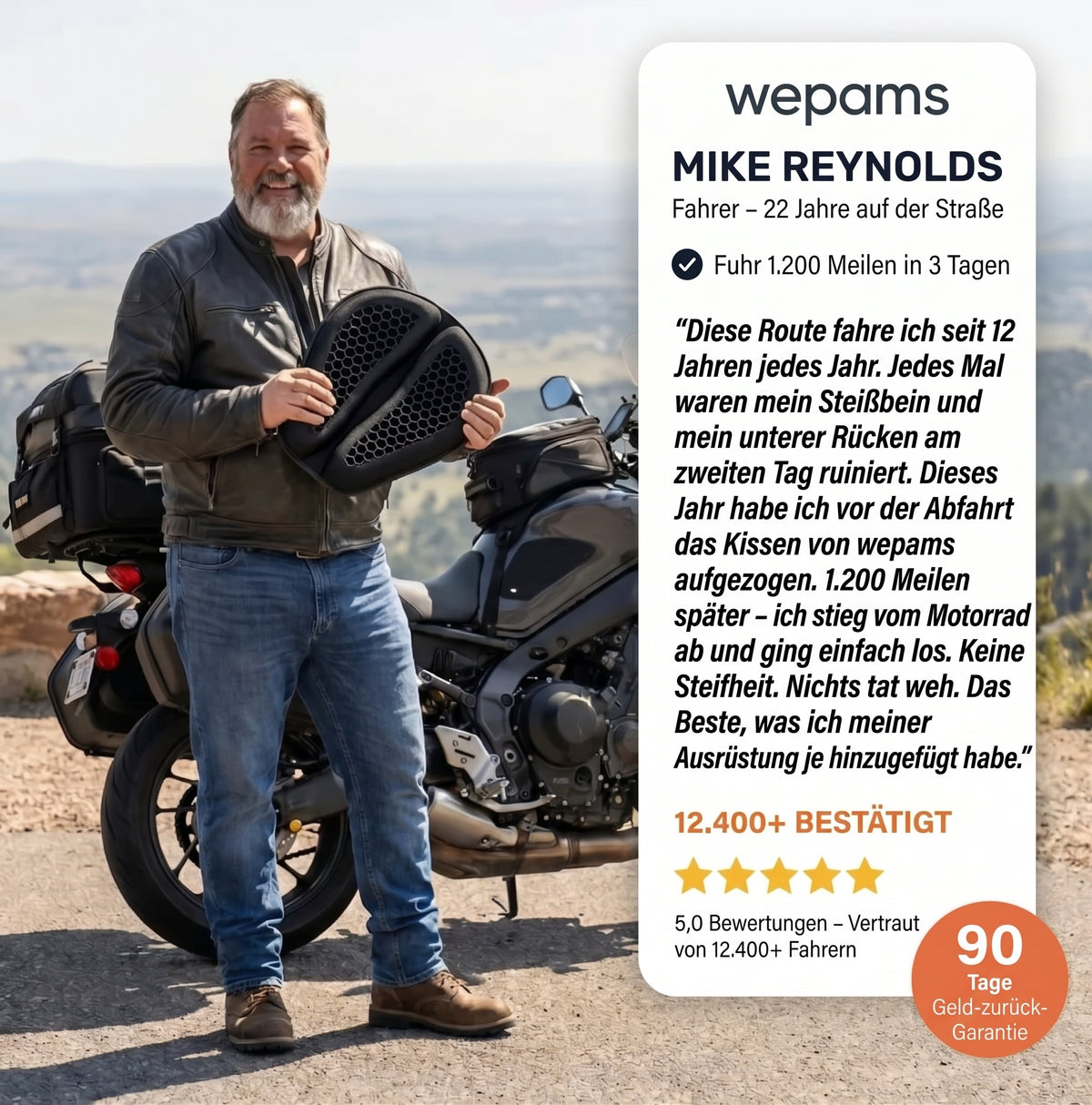 Motorrad: 100 % Gel-Sitzkissen für Motorradfahrer